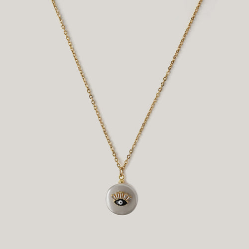 Black Gazing Evil Eye Pearl Necklace Necklaces CHOAL