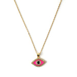 Diamond Studded Pink Evil Eye Necklace Necklaces CHOAL