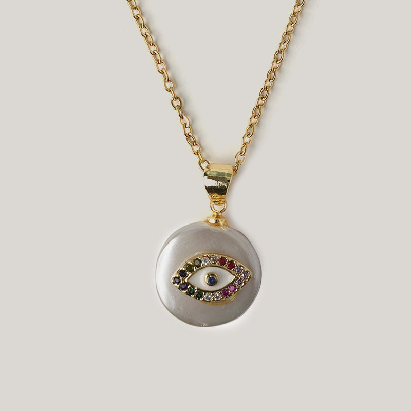 Evil Eye Glaze Pearl Necklace Necklaces CHOAL