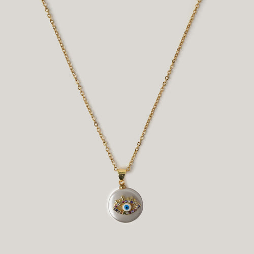 Evil Eye Multicolor Pearl Necklace Necklaces CHOAL