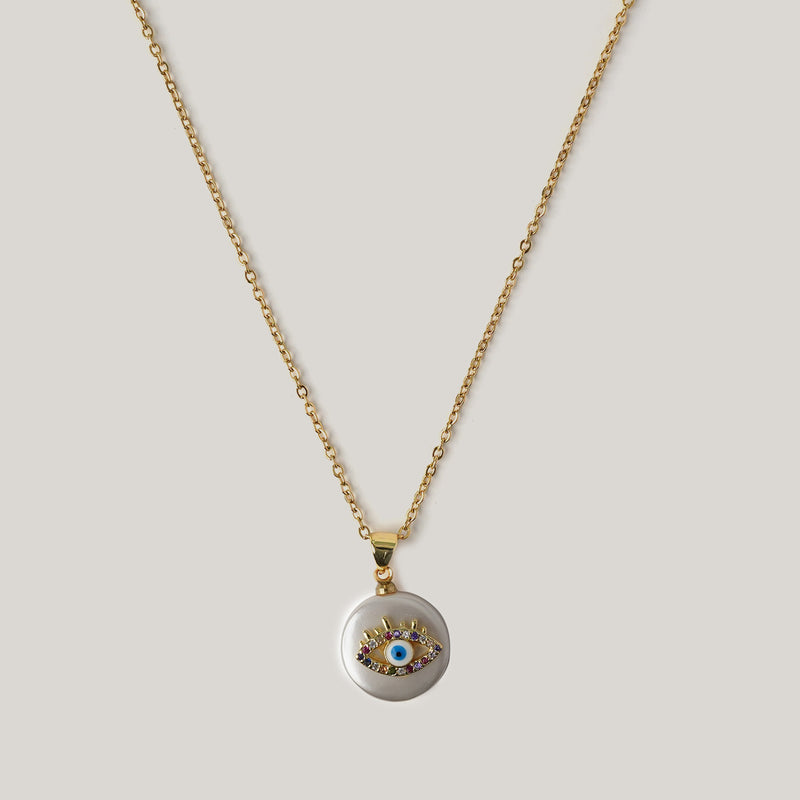 Evil Eye Multicolor Pearl Necklace Necklaces CHOAL