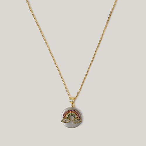 Rainbow Studded Pearl Necklace Necklaces CHOAL