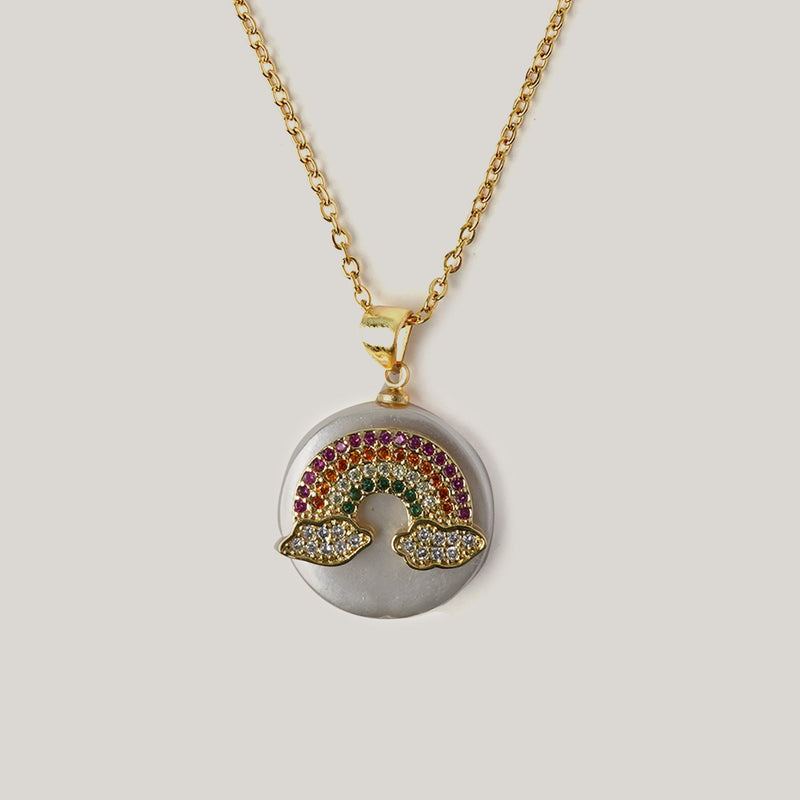 Rainbow Studded Pearl Necklace Necklaces CHOAL