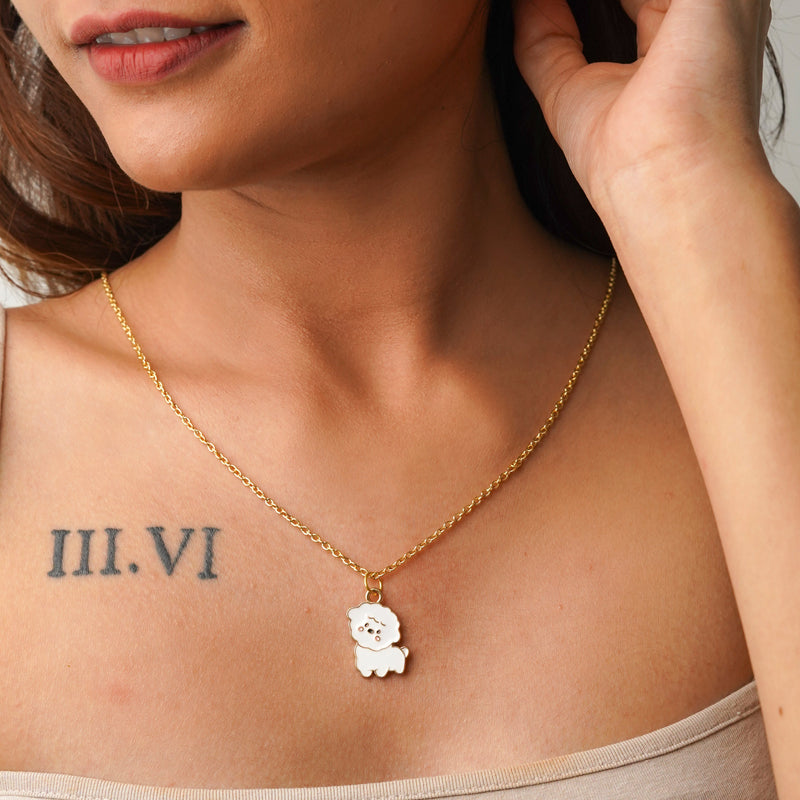 Poodle Enamel Charm Necklace CHOAL
