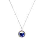 Cynthia Crystal Silver Necklace CHOAL Navy Blue