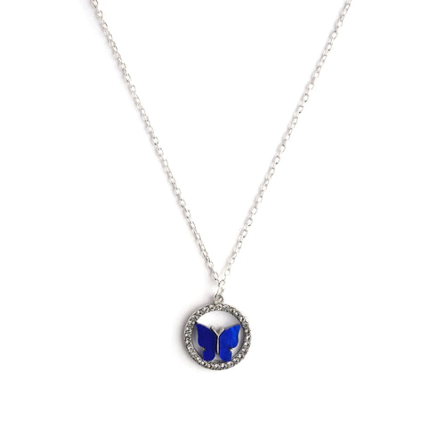 Cynthia Crystal Silver Necklace CHOAL Navy Blue