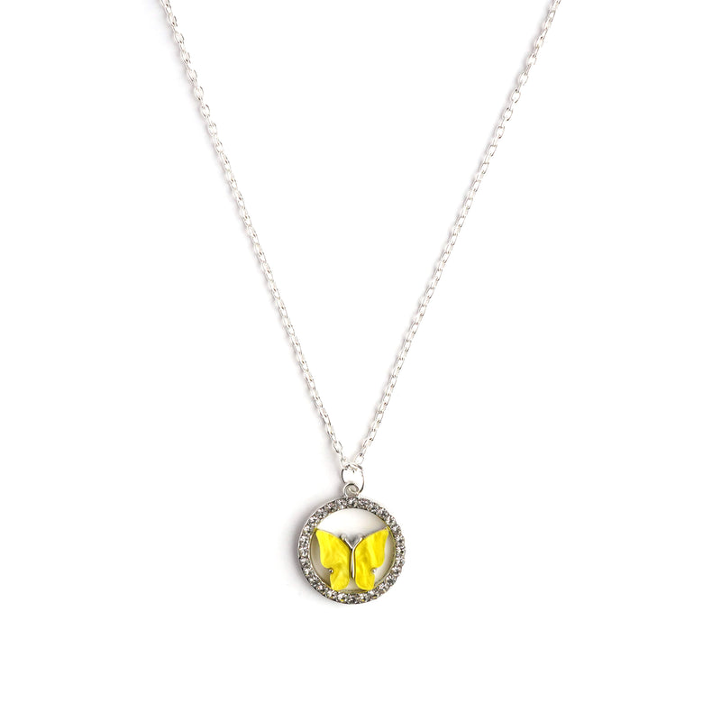Cynthia Crystal Silver Necklace CHOAL Yellow