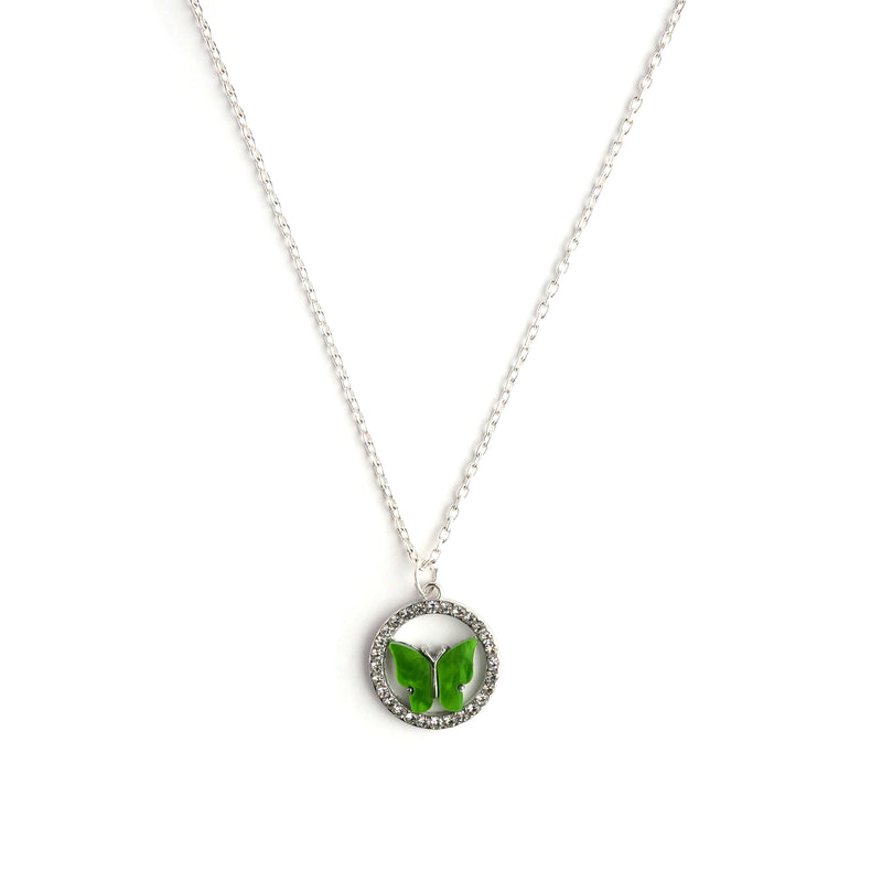 Cynthia Crystal Silver Necklace CHOAL Green
