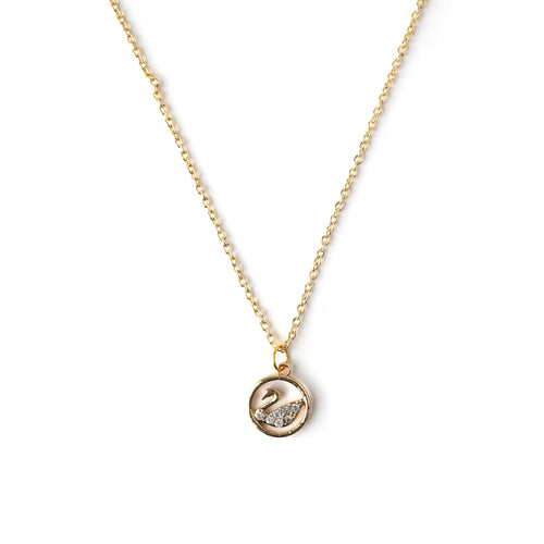 Elegant Swan Crystal Necklace CHOAL Gold
