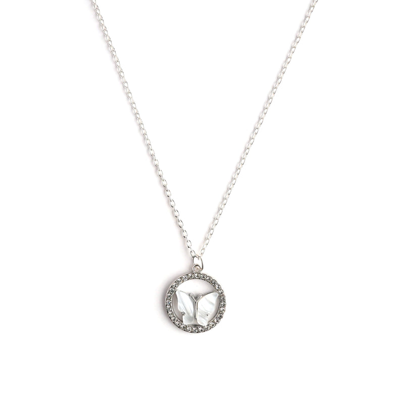 Cynthia Crystal Silver Necklace CHOAL White