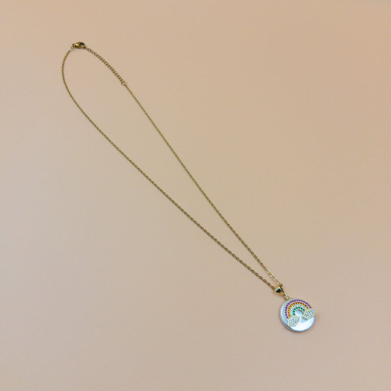 Rainbow Studded Pearl Necklace Necklaces CHOAL