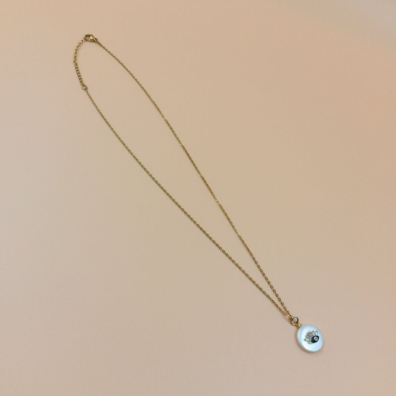 Black Gazing Evil Eye Pearl Necklace Necklaces CHOAL