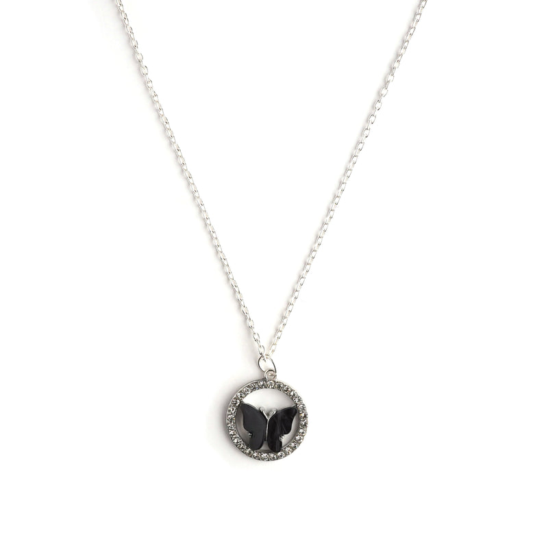 Cynthia Crystal Silver Necklace CHOAL Black