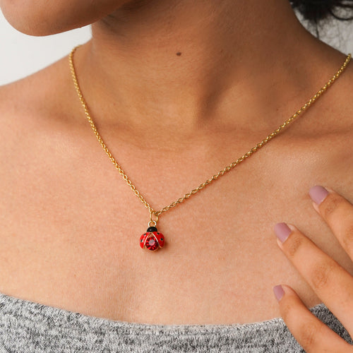 Lady Bug Crystal Necklace CHOAL