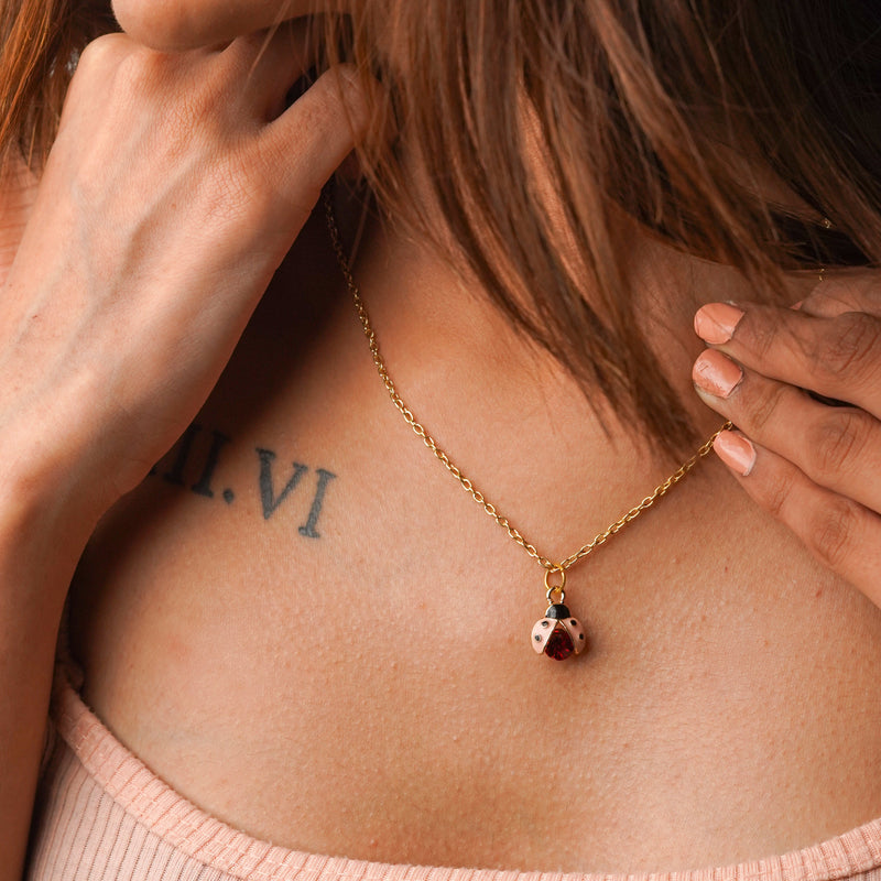 Lady Bug Crystal Necklace CHOAL