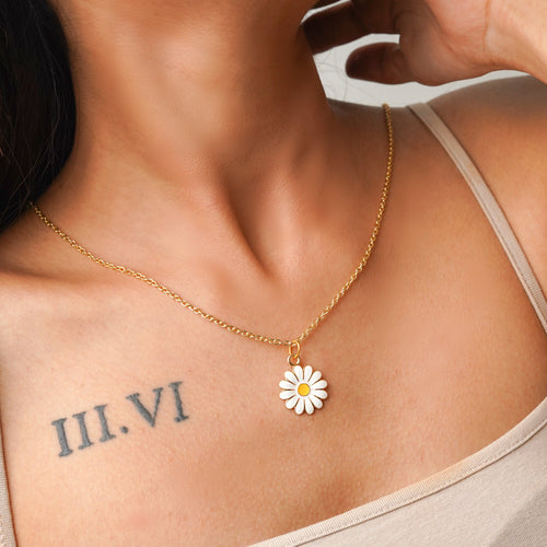 Dahlia Enamel Necklace CHOAL White