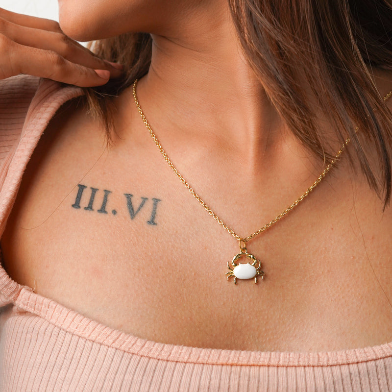 Crab Enamel Necklace CHOAL White