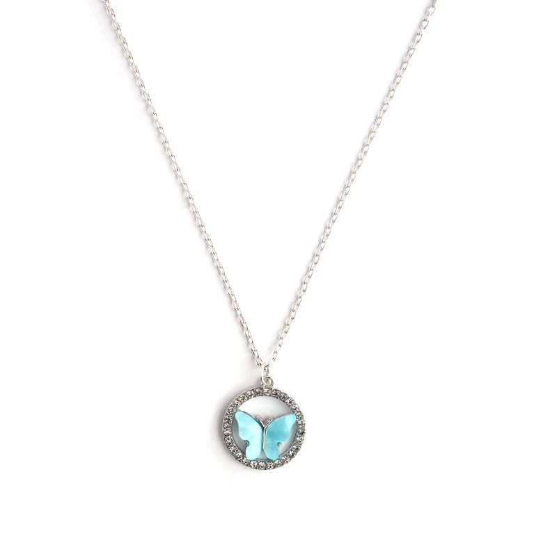 Cynthia Crystal Silver Necklace CHOAL Ocean Blue