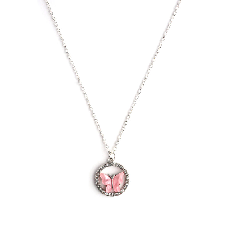 Cynthia Crystal Silver Necklace CHOAL Pink