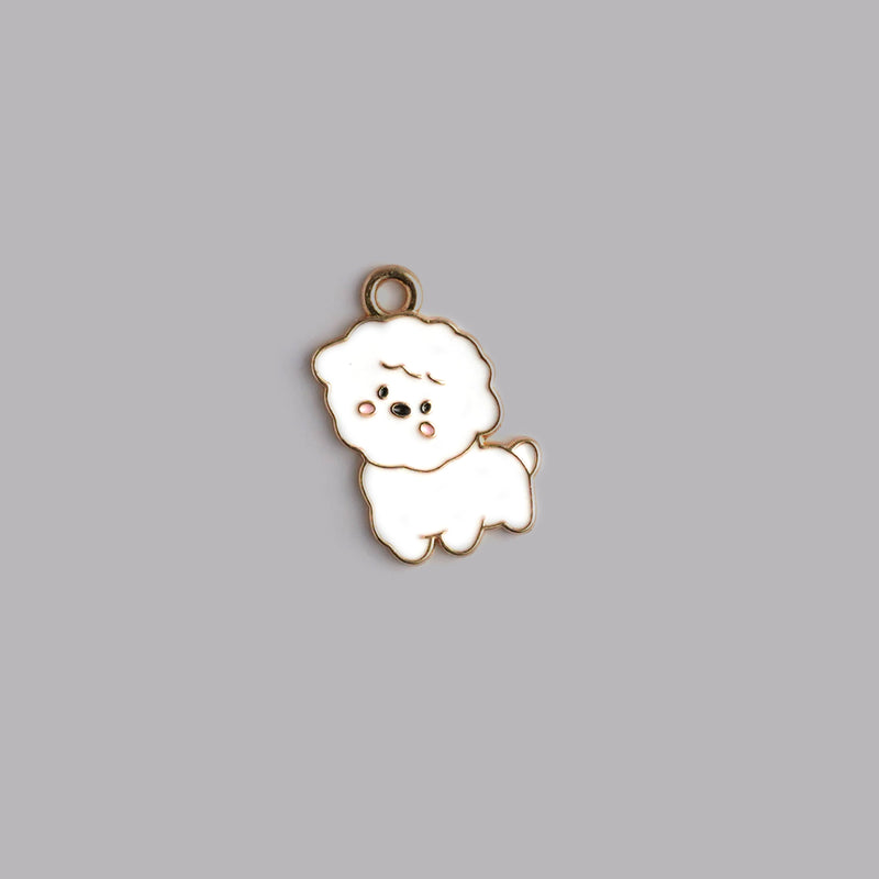 Poodle Enamel Charm Necklace CHOAL White
