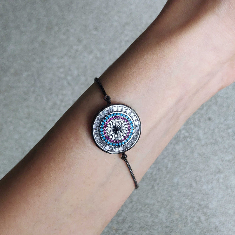 Crystal Circle Evil Eye Bracelet