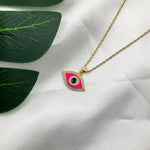 Diamond Studded Pink Evil Eye Necklace Necklaces CHOAL