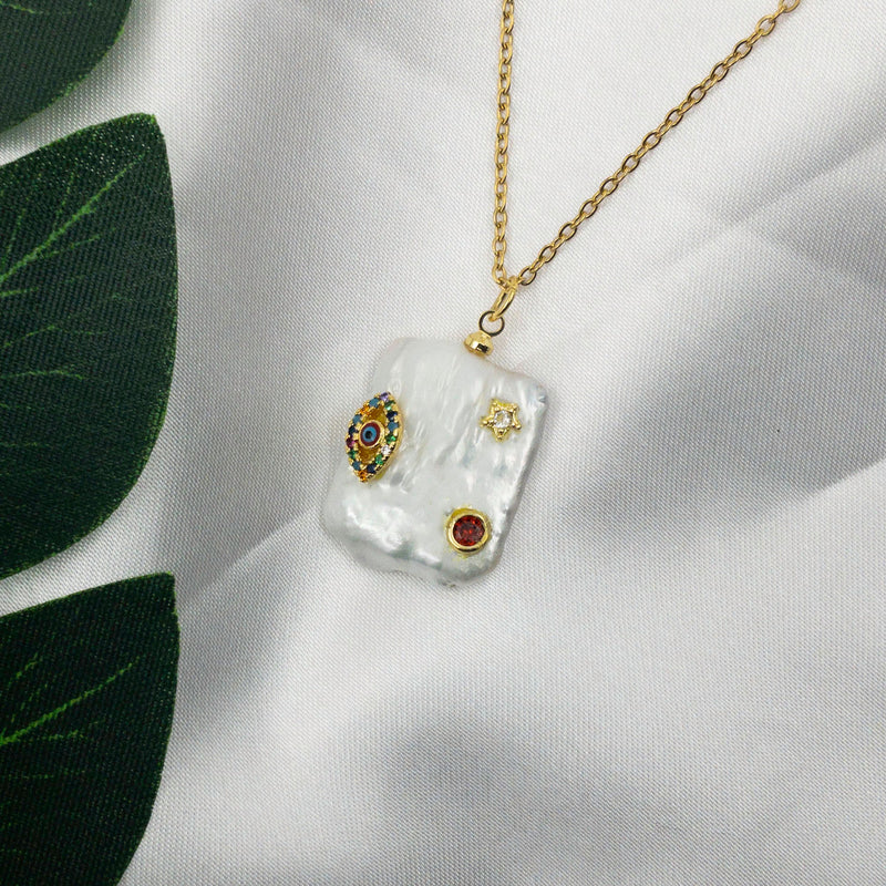 Evil Eye Pearl Necklace Necklaces CHOAL