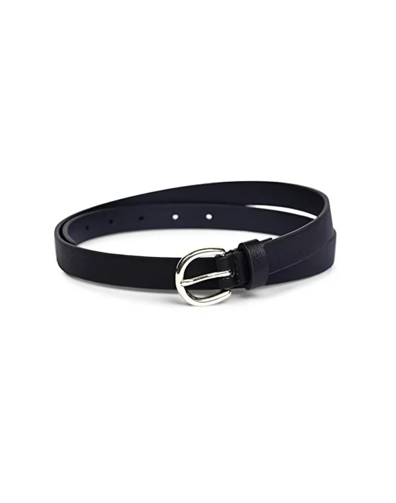 Black Slick Belt with Silver Buckle