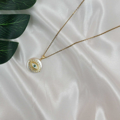 Evil Eye Pearl Necklace Necklaces CHOAL