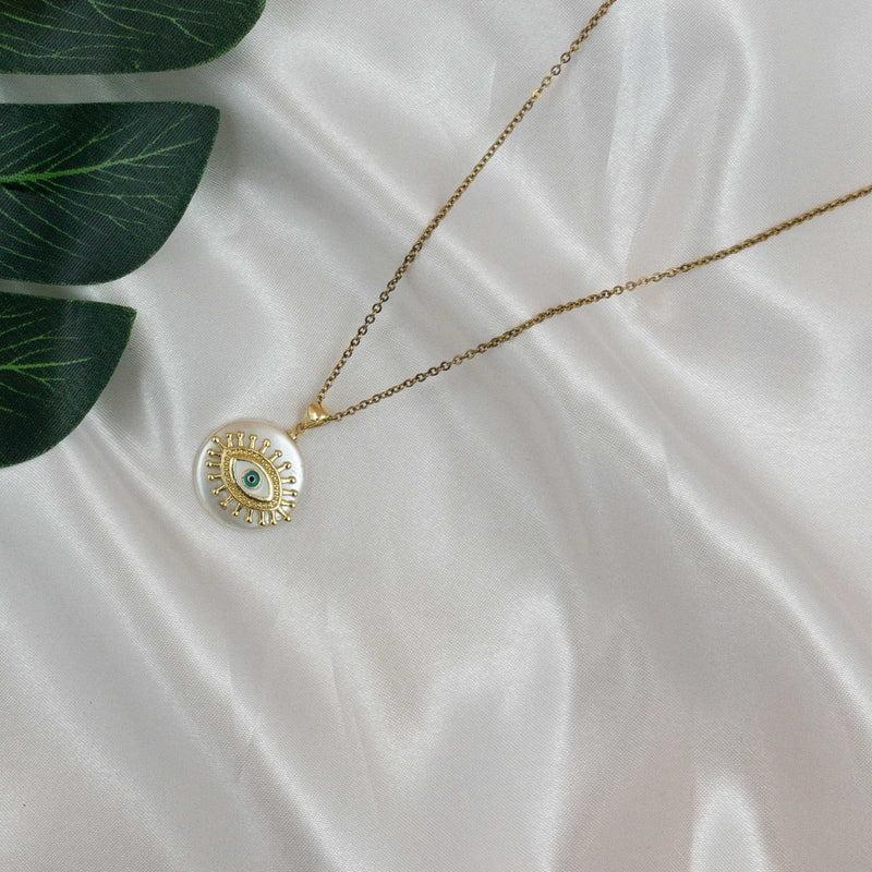 Evil Eye Pearl Necklace Necklaces CHOAL