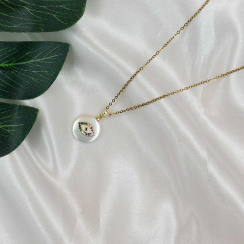 Evil Eye Glaze Pearl Necklace Necklaces CHOAL