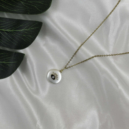 Black Gazing Evil Eye Pearl Necklace Necklaces CHOAL